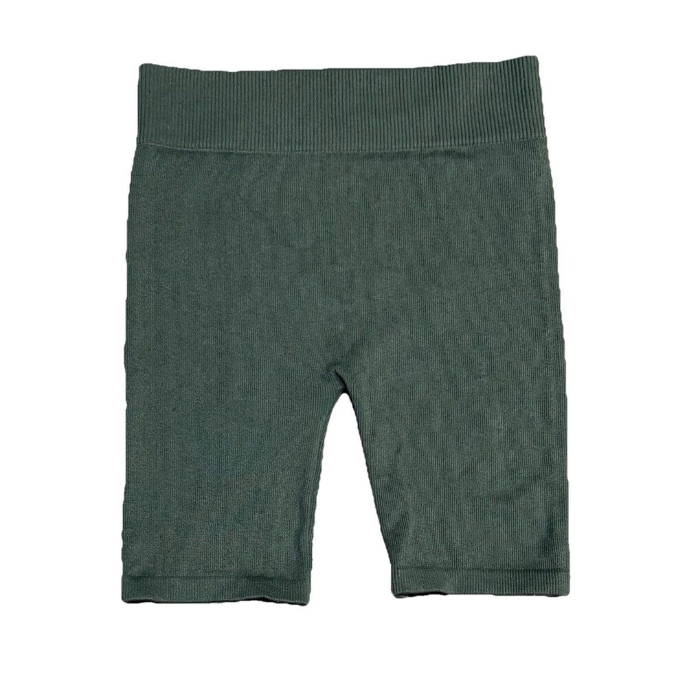 Bozzolo Ribbed Bike Shorts Womens S M Sage Green High Waisted Seamless Workout